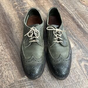 Allen Edmonds Boardwalk Wingtip Brogue Shoe Men's 9D Olive Green Lace Up Oxford